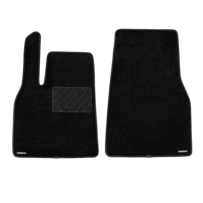 Black front row 2-piece carpet floor mats for 2025-2026 Tesla Model Y (Juniper)