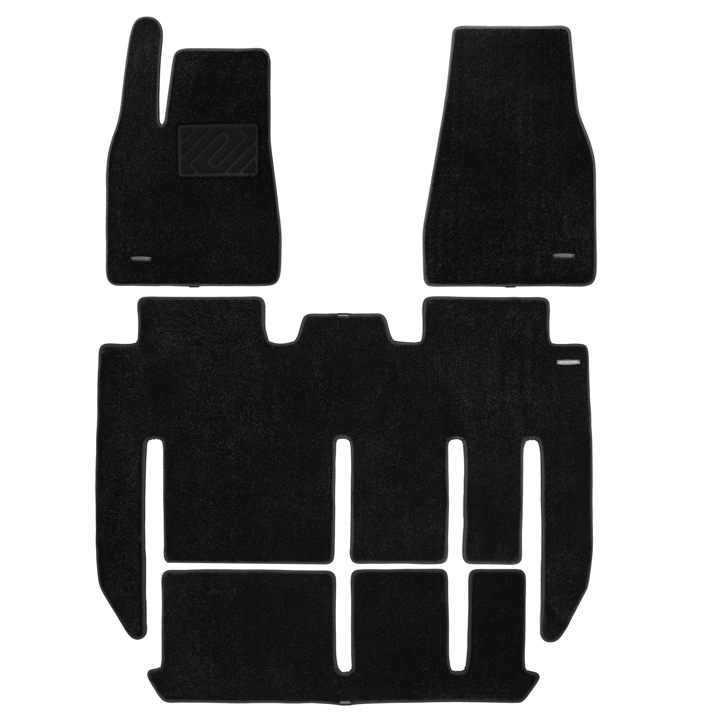 WENNEBIRD Superior Carpet Floor Mats for 2021-2024 Tesla Model X 7 Seater - 4pc